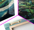 Tropical Island Paradise Scene With Mountain Reflections Skinny Art Framed Canvas Print For Living Room Or Bedroom Wall Art