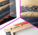 Mount Fuji Under a Red Sun Skinny Art Ukiyo-e Tall Framed Canvas Print Inspired by Japanese Landscape