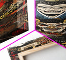 Fierce Samurai Warriors With Oni Mask Tall Art Ukiyo-e Art Wood Block Print Framed Canvas Print