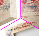 Graceful Bamboo Stalks And Red Leaves In Gentle Wind Ukiyo-e Tall Skinny Wood Block Framed Canvas Print Japanese Style Art