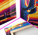 Saguaro Cactus Sunset Framed Canvas Print, Southwest Wall Art, Joshua Tree Art, Desert Art, Bright Colorful Wall Art, Rustic Decor, Gift Idea