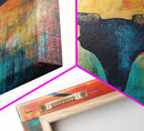 Bull skull painting, rustic wall art, western wall art, teal wall art, boho art, framed canvas print, farmhouse art, gift idea him