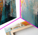 Horseshoe, rustic decor, teal wall art, wabi sabi art, farmhouse art, framed canvas print, abstract art, extra wide art, lucky charm