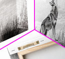Lone Coyote, southwest wall art, wabi sabi art, extra wide art, moody art, landscape painting, framed canvas print, panoramic art