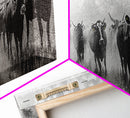 Cowgirl Herding Cattle, Western Art, Ranch Life Art, Black Cowgirl Painting, Rustic Wall Art, Panoramic Art, Canvas Print
