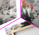 Cactus Blooms, Desert Art, Southwest Wall Art, Botanical Prints, Wildflower Painting, Extra Wide Art, Framed Canvas Print