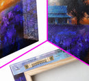 Lavender Field at Dusk, Moody Landscape Art, Framed Canvas Print, Boho Decor, Lavender Art, Rustic Bedroom Decor