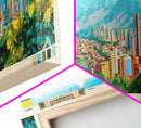 Medellin, Colombia Panoramic Travel Poster Canvas Print, Medellin, Colombia Painting, Colombia Art, Medellin Travel Art, Guest Room Painting
