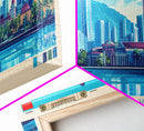 Surabaya, Indonesia Panoramic Travel Poster Canvas Print, Surabaya, Indonesia Painting, Indonesia Art, Surabaya Travel Art, Guest Room Painting