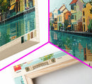 Hanoi, Vietnam Panoramic Canvas Print, Hanoi, Vietnam Painting, Vietnam Art, Hanoi Travel Poster, Travel Art, Guest Room Painting