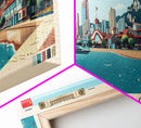 Qingdao, China Panoramic Canvas Print, Qingdao, China Painting, China Art, Qingdao Travel Poster, Travel Art, Guest Room Painting