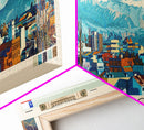 Temuco, Chile Panoramic Canvas Print, Temuco, Chile Painting, Chile Art, Temuco Travel Poster, Travel Art, Guest Room Painting