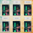 Neon Tokyo Streets, 80s Retro Style Tokyo Art, Framed Canvas Print