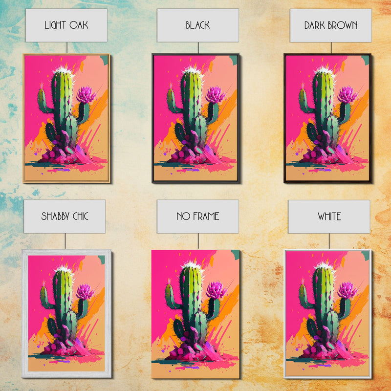 cactus pop art Pop Art Mexico Cactus Art, Synthwave Pink Art, Framed Canvas Print,  Southwest Saguaro Cactus Succulent Art, Western Decor