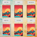 Outrun Style Art Deco Desert Sunset, Framed Canvas Print, Retro Style 80s Vibe Wall Decor, Office Art, Game Room Decor, Living Room Art