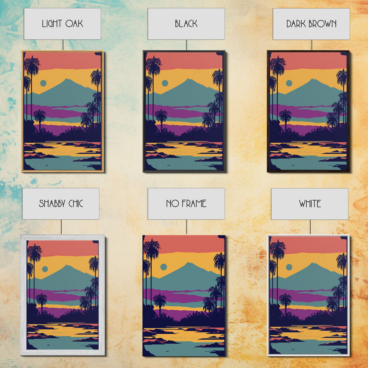 Retro Pop Art Landscape, Surrealist / Psychedelic Art, Framed Canvas P