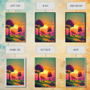 Retro Pop Art Landscape Art At Sunset, Framed Canvas Print, Outrun Style Trees and Sunset, Living Room Art