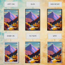 Retro Style Purple Mountain Landscape, Framed Canvas Print, MCM Style Art, Framed Wall Art, Wall Decor, Living Room / Guest Room Art