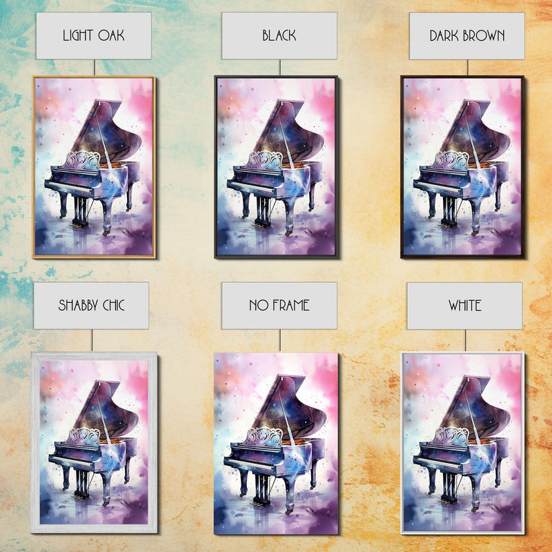Grand Piano Wall Art, Musical Instrument Print, Studio Art, Framed Canvas Print, Piano Art, Baby Grand Piano