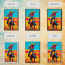 Vibrant Pop Art Cowboy on Horseback in Dynamic Colors - Framed Canvas Print, Western Decor, Cowboy Art for Living Room, Home Wall Art