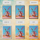 Playful Windmill Canvas Art - Framed Canvas Print, Modern Farmhouse Decor, Bright Windmill Wall Art, Vibrant Bedroom Artwork