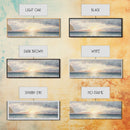Whimsical Beach Art Watercolor, Framed Canvas Print, Panoramic Lakehouse Art, Light Pastels, Ultra Wide Format Above Bed Art