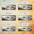 Stunning Panoramic Framed Canvas Print - Black and White Watercolor Landscape Painting - Snow Covered Mountain Art