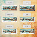 Tacoma Washington Panoramic Painting, Mid Century Modern Framed Canvas Print, Retro Pop Art Travel Poster, Living Room Wall Art Decor
