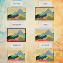 Swedish Style Art, Framed Canvas Print, Colorful Mountain Landscape Pop Art Style