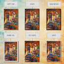 Colorful Mediterranean Courtyard Framed Canvas Print Spanish Tile Art Best Gift Idea Home Decor Above Sofa Wall Art Bright Seasonal Decor