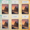 Western Town Christmas Framed Canvas Print Tall Art With Cowboys And Horses, Rustic Christmas Wall Art Home Decor Farmhouse Style