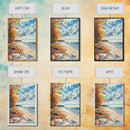 Autumn beach landscape with vibrant fall leaves and coastal breeze Framed Canvas Print perfect fall wall art for seasonal farmhouse decor