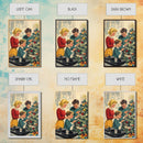 Mid-Century Family Christmas Celebration with Turntable and Christmas Tree, Retro Holiday Wall Art, Framed Canvas Print