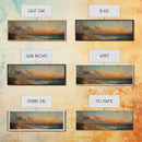 Muted Beach Framed Oil Painting Canvas Print, Minimalist Coastal Decor, Seascape Painting, Long / Horizontal Beach Wall Art, Panoramic Art