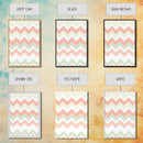 Pink and Mint Green Chevrons, MCM style Mid Century Modern Home Decor, Framed Canvas Print, Whimsical Wall Art