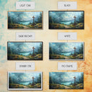 Cross In The Mountains Framed Canvas Print, Christian Faith Wall Art, Beautiful Landscape Painting