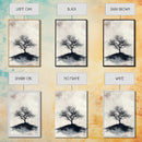 Black and White Charcoal Sketch Print of a Dead Tree, Framed Canvas Print, Wabi Sabi Art, Minimalist Wabi Sabi Home Decor