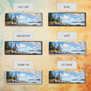 Acadia National Park, Framed Canvas Print, Acadia Watercolor Art Painting, Extra Wide Panoramic Wall Art, Horizontal Mountain Landscape Painting