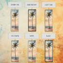 Framed Canvas Print Coastal Palm Tree Art, Sunset Beach Scene, Tropical Coastal Wall Art, Nautical Decor, Skinny Wall Art Gift Idea