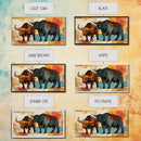 Abstract Bull Duo Framed Canvas Print Rustic Wall Art Geometric Bull Art Living Room Decor Bull and Bear Art Rustic Farmhouse Art