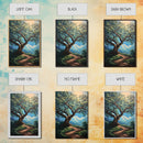 Majestic Oak Tree Framed Canvas Print – Oak Tree Art, Rustic Landscape Painting, Above Sofa Wall Art, Wabi Sabi Living Room Decor