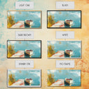 Wooden dock, rowboat, lake, marsh painting, fisherman painting, coastal decor, rustic wall art, framed canvas print, guest room art