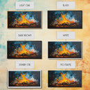 Abstract fire, moody art, geometric wall art, boho decor, flame painting, rustic wall art, extra wide art, framed canvas print, teal wall art