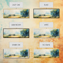 Country Gate Painting Rustic Farmhouse Landscape Art Tranquil Field Wall Decor Cozy Pastoral Artwork Entryway