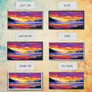 Serene River Sunset, Framed Canvas Print, Peaceful Landscape Art, Vibrant Nature Painting, Cabin Decor, Boho Aesthetic, Office Art