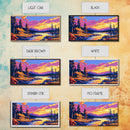 Log Cabin, River Sunset, Cozy Home Decor, Vibrant Nature Art, Framed Canvas Print, Rustic Wall Artwork, Mountain Scene