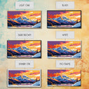 Fiery Sky Over River, Bold Sunset Wall Art, Colorful Nature Print, Dramatic Cloudscape Painting, Framed Canvas Print, Office Wall Decor