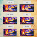 Bonfire Night, Lakefront Fire Scene, Autumn Evening Glow, Vibrant Outdoor Art, Framed Canvas Print, Man Cave Wall Decor, Cozy Home Design