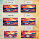 Speedboat Scene, Coastal Sunset, Vibrant Ocean Art, Colorful Seascape, Summer Getaway, Framed Canvas Print, Beach House Wall Art