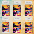 Waterfall Sunset, Framed Canvas Print, Vibrant Nature Art, Bold Water Scene, Colorful Landscape, Relaxing Atmosphere, Home Decor Accent